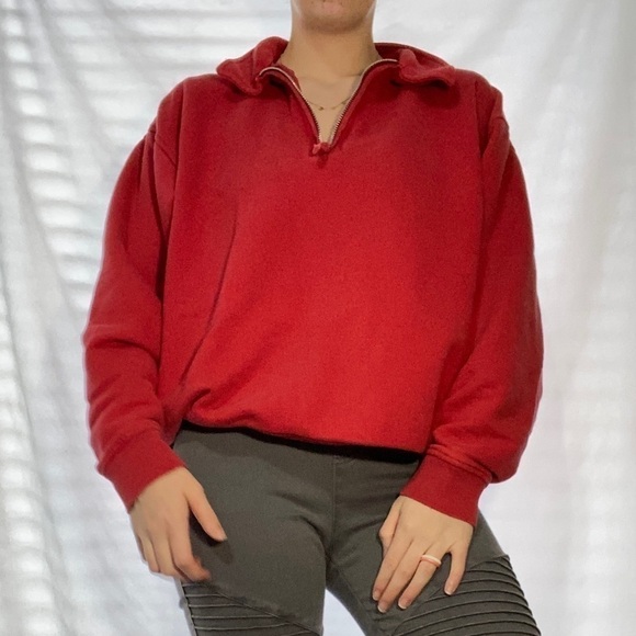 GAP Vintage 1980s Women’s Red Halfway Zip Collared Pullover in Size Large - Picture 3 of 16